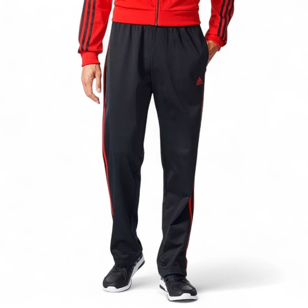 Adidas Boys Trainer Pants (size Large 14-16) Black - Red Strips